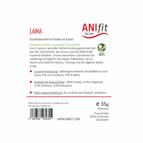 Hund Katze Snacks Lama 35g 1 Stück -3- Anifit